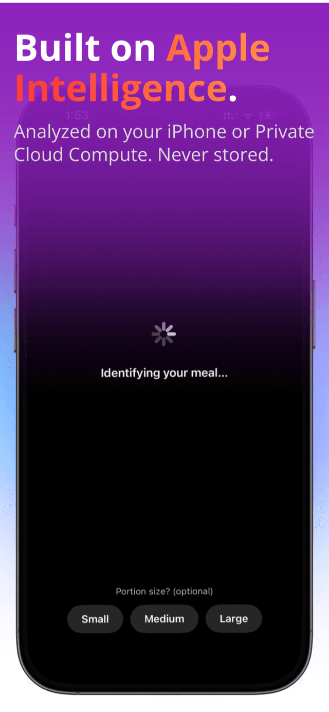 PortionCheck identifying a meal on Apple Intelligence